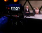 Eine Kamera bei der Aufzeichnung eines Interviews