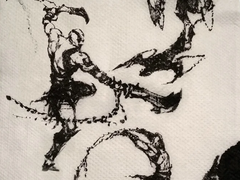 Das erste Konzeptbild für Kratos in God of War.