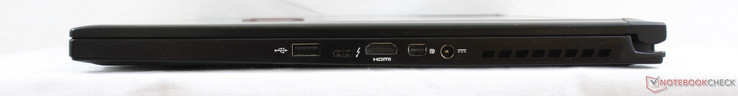 rechts: USB 2.0, USB-C mit Thunderbolt 3, HDMI 2.0, Mini-DisplayPort 1.2, Netzteil