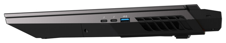 Rechte Seite: 2x Thunderbolt 4/USB 4 (Typ C; Displayport), USB 3.2 Gen 2 (Typ A)