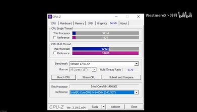 Der 14901KE im CPU-Z Benchmark