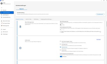 Die Leistungsmodi im Reiter Geräteeinstellungen