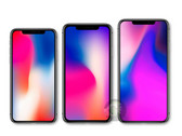 Das 5,8 Zoll OLED iPhone X 2018, das 6,1 Zoll iPhone 9 und das iPhone X Plus mit 6,5 Zoll OLED nebeneinander.