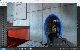 Screenshot von Portal mit ca. 60 FPS in einer virtuellen Maschine (Bild: Asahi Blog).