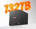 Der ME Pro 370 mit vier Einschüben ist in China ab etwa 555 Euro erhältlich. Abbildung: Ein Werbefoto des NAS, auf dem die Unterstützung für 132 TB Speicherplatz hervorgehoben wird.
