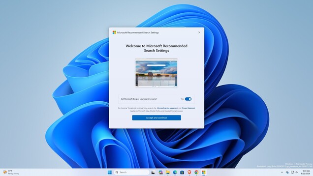 Die neue Microsoft-App fordert Nutzer dazu auf, Bing als Standardsuchmaschine festzulegen.