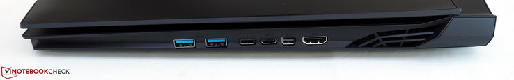 rechte Seite: 2x USB-A 3.0, Thunderbolt 3, USB-C 3.1 Gen2, Mini-DisplayPort 1.3, HDMI 2.0