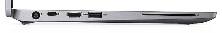 Linke Seite: Netzanschluss, 1x USB 3.1 Gen1 Typ-C, 1x USB 3.1 Gen1 Typ-A, Smartcard-Reader