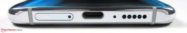 Fußseite: SIM-Slot, USB-C, Mikrofon, Lautsprecher