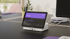 Das Logi Dock Flex kann anzeigen, welcher Mitarbeiter den Tisch derzeit reserviert hat, und für wie lange. (Bild: Logitech)
