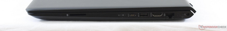 rechts: SD-Kartenleser, USB Typ-C Gen. 1, USB 3.0, HDMI, Gigabit Ethernet, Stromanschluss
