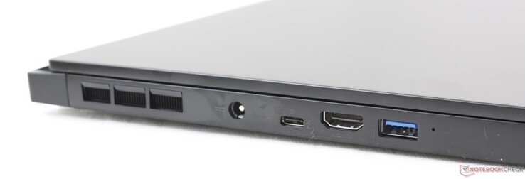 Links: Netzanschluss / USB Typ-C + Thunderbolt 3 / HDMI 2.0 / USB Typ-A 3.2 Gen. 2