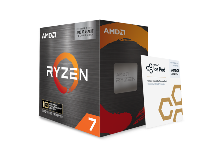 AMD Ryzen 7 5800X3D mit einem Wärmeleitpad, das mit der CPU geliefert wird