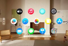 Der Homescreen von Apple Vision Pro ordnet Drittanbieter-Apps stets alphabetisch. (Bild: Apple)