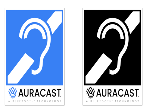 Der Vorschlag von Bluetooth, wie Auracast-Logos aussehen könnten.