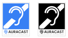 Der Vorschlag von Bluetooth, wie Auracast-Logos aussehen könnten.