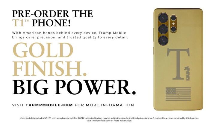 In der nächsten Werbung sieht das Gerät plötzlich wie ein Samsung Galaxy S25 Ultra aus. (Bildquelle: Trump Mobile)