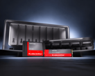 Sandisk NAS 600 SATA-SSD und NAS 800 NVMe-SSD vor einem NAS-Gehäuse