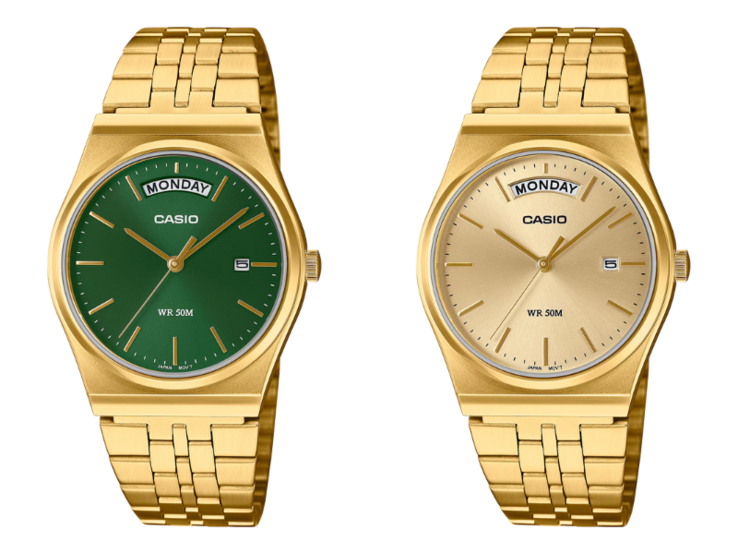 Die Uhren Casio MTP-B146G-3AVEF (links) und MTP-B146G-9AVEF (rechts). (Bildquelle: Casio)