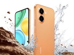 Das Honor X7e in der Farbvariante Sunset Orange.