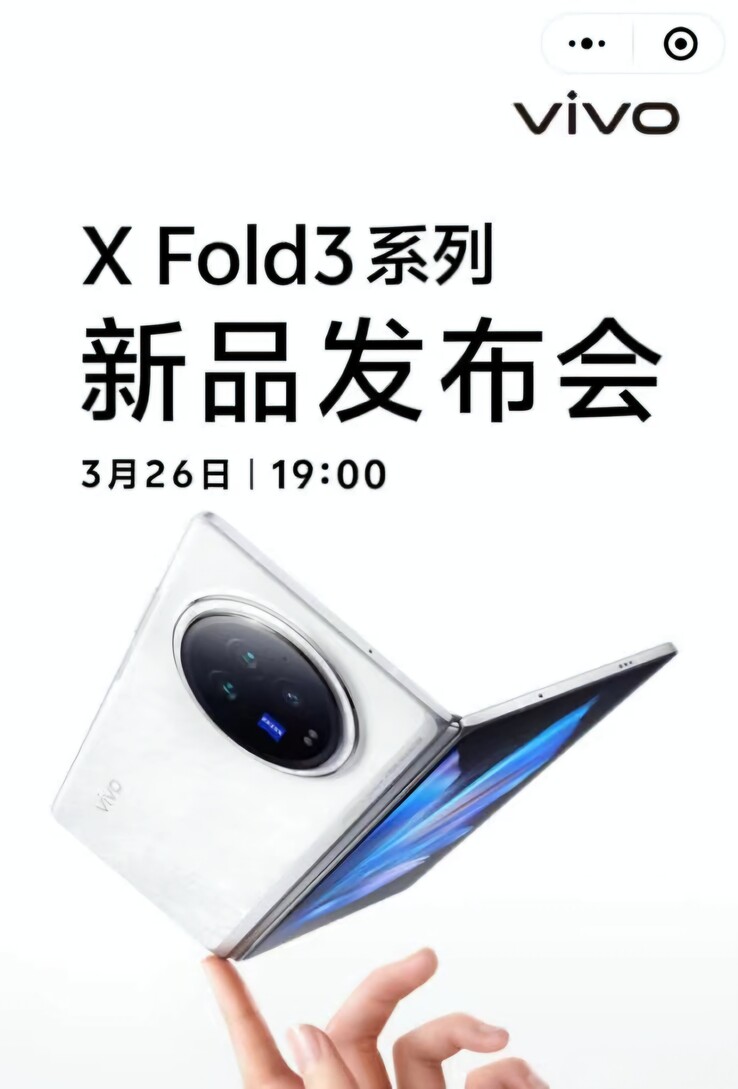 Ein erstes (vorerst noch geleaktes) Teaserplakat soll das erste offizielle Renderbild des Vivo X Fold3 zeigen und Launchtermin liefern. (Bild via Panda is Bald, Weibo)