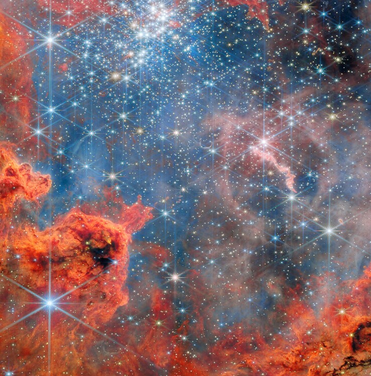 Webb-Bild von Westerlund 2 (Bildquelle: mehrere; siehe Quellen)