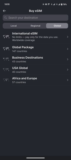 Yesim bietet alternativ auch klassische Datenpakete an. Globale