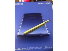 Samsung Galaxy Note 9: Werbeposter zeigt blaues Note mit gelbem Stift