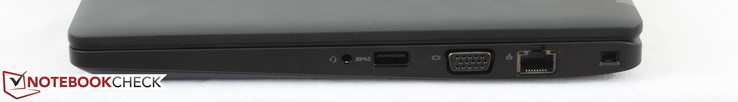 rechts: 3,5-mm-Audio, USB 3.0, VGA, RJ45-LAN, Noble Lock