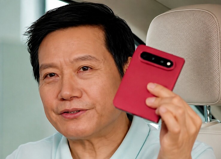 Xiaomi-Boss Lei Jun hält das Xiaomi 18 Fold in die Kamera.