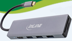 Zu wenig Anschlüsse am Laptop? Lösung: InLine USB 3.2 Typ-C Multi-Hub mit HDMI, Kartenleser und Power Delivery 100 Watt.
