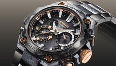 „Die Casio G-Shock MRG-B2000JS-1AJR (siehe Bild) ist mit einem Armband und einer Lünette ausgestattet, die über eine diamantähnliche Kohlenstoffbeschichtung (DLC) verfügen. (Bildquelle: Casio)