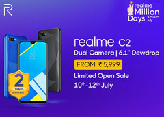Verkaufsschlager in Indien: Realme feiert 1 Million verkaufter Realme C2 Smartphones.