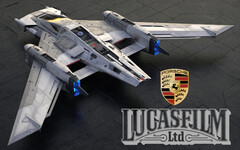 Porsche und Lucasfilm bauen Star Wars Tri-Wing S-91x Pegasus Starfighter Raumschiff.