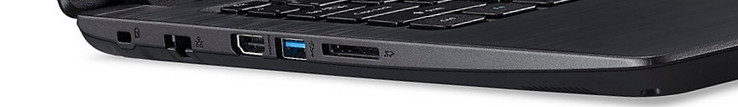 Linke Seite: Kabelschloss, Gigabit-Ethernet, HDMI, USB 3.0, SD-Kartenleser