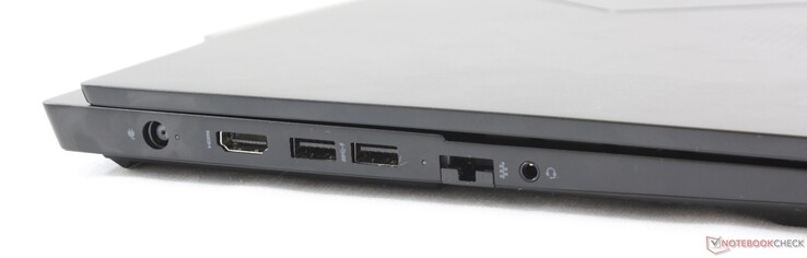 Links: Netzteil, HDMI 2.0, 2x USB 3.1 Typ-A, Gigabit RJ-45, kombinierter 3,5-mm-Audioanschluss