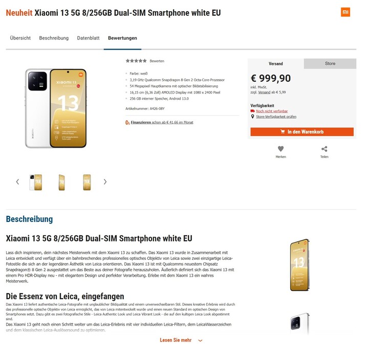 Ein Händler-Leak aus Deutschland bestätigt den höheren Einstiegspreis in die Xiaomi 13 Serie.
