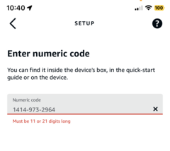Usability-Problem bei Amazon: Der numerische Code darf keine Bindestriche enthalten.
