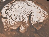 Die nördliche Eiskappe auf dem Mars (Bildquelle: NASA/JPL Caltech/MSSS - editiert)