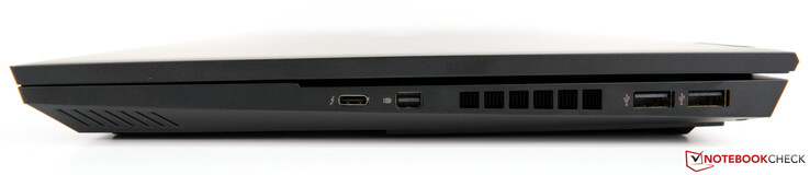 Rechts: USB Type-C mit Thunderbolt 3 (40 Gbit/s), Mini DisplayPort, Lüftungsschlitze, 2x USB 3.1 Gen. 1