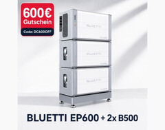 Energiespeichersystem Bluetti EP600 mit zwei Batteriemodulen B500 (9,9 kWh) und 6-kW-Hybridwechselrichter