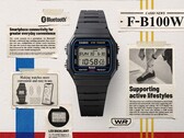 Casios neue F-B100W-Uhren bringen Bluetooth und Schrittzähler in das klassische F-91W-Design.