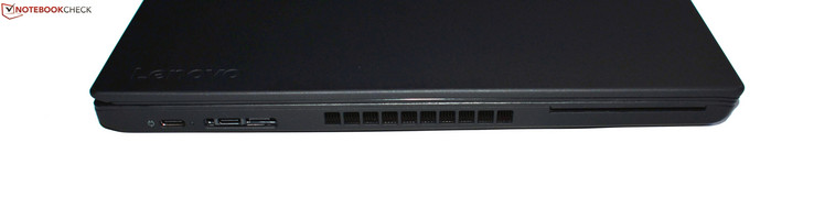 links: 2x USB 3.1 Gen2 Typ C, Mini-Ethernet/Dockingport, Smartkartenleser