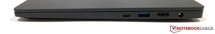 Rechts: Thunderbolt 4 (DisplayPort 1.4, PowerDelivery), HDMI 2.0, USB-A 3.2 Gen.1 (Powered), Netzteilanschluss