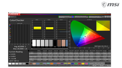MSI 4K-Panel - durchschnittlicher Delta-E-2000-Wert von 1 bei sRGB deutet auf sehr hohe Farbgenauigkeit hin (Quelle: MSI)