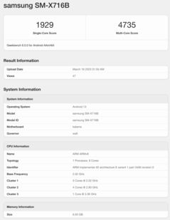 Das Galaxy Tab S9 bei Geekbench (Bild: Screenshot/Geekbench)