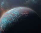 An artist's illustration showing an exoplanet.