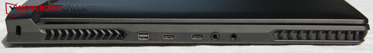 Links: Kensington, miniDP, Thunderbolt 3, USB-C 3.1 Gen2, Kopfhörer, Mikro