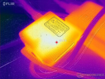 Der AC-Adapter erreicht über 38 °C, wenn anspruchsvolle Lasten laufen