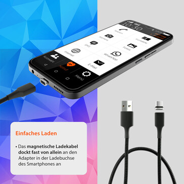 Der Ladestecker hält magnetisch (Bild: Gigaset)